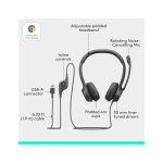 هدست H390 لاجیتک نامیرآد نامیراد هدست لاجیتک H390 namiraad Logitech H390 Wired Headphones with Mic, USB-A Headset with Microphone for PC, Noise Cancelling Microphone for Video Meetings, Music, Gaming - Black
